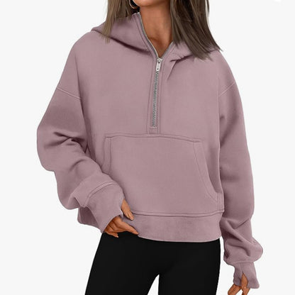 Women's Long Sleeve Quarter Zip with Kangaroo Pocket Sweater